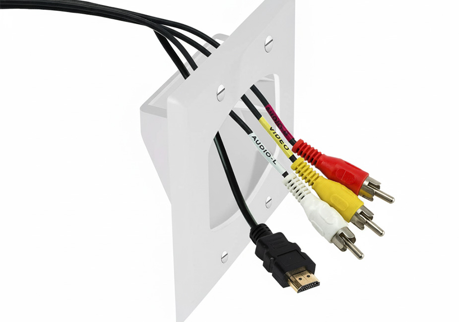 Monoprice 3-Gang Recessed Low Voltage Cable Plate, White