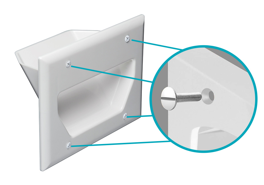 Monoprice 3-Gang Recessed Low Voltage Cable Plate, White