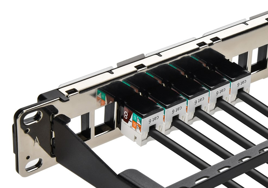 Monoprice Pannello Jack Keystone 24 Porte – 1U, Colore Nero, Per Rack 19'' - Configurazione Personalizzata