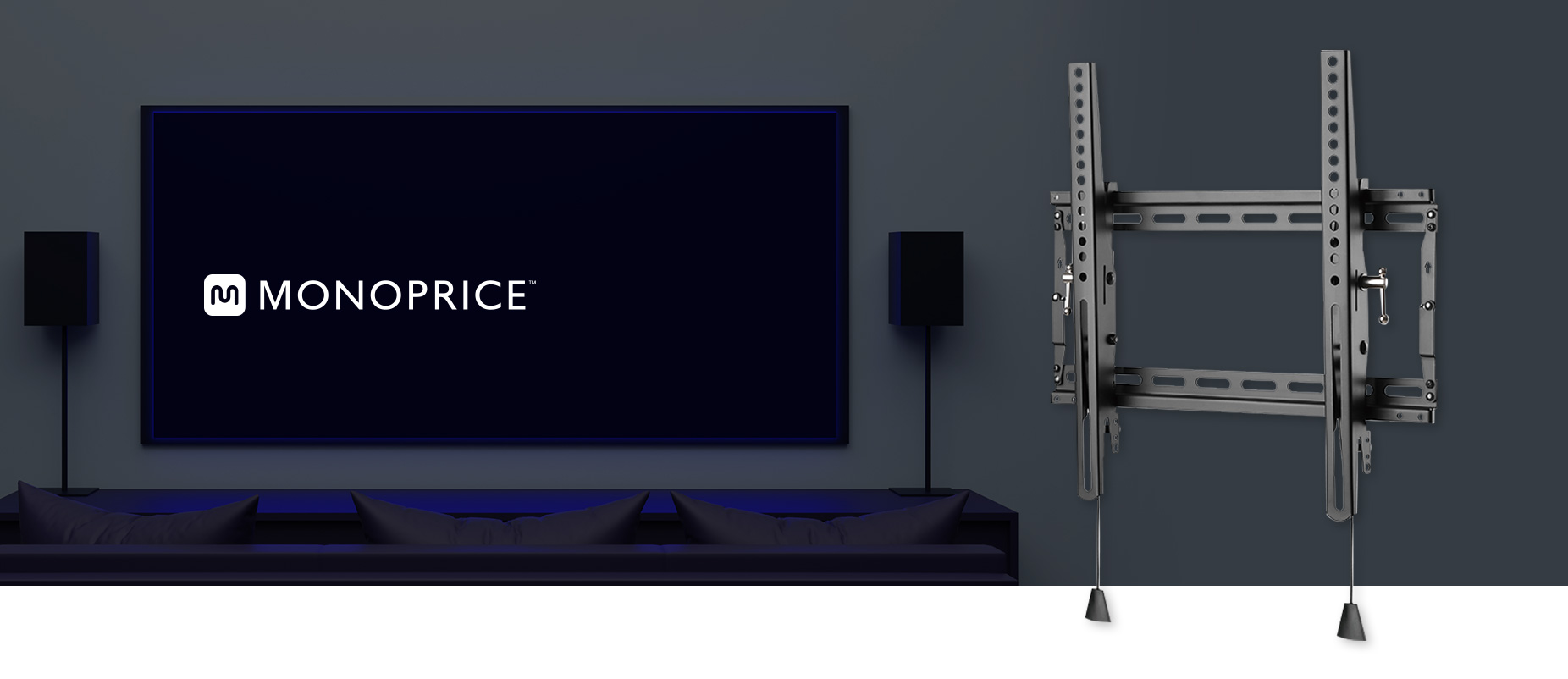 Monoprice Premium Full Motion TV Wall Mount Bracket Low Profile For 23"  To 42" TVs up to 66lbs, Max VESA 200x200, Fits Curved Screens 