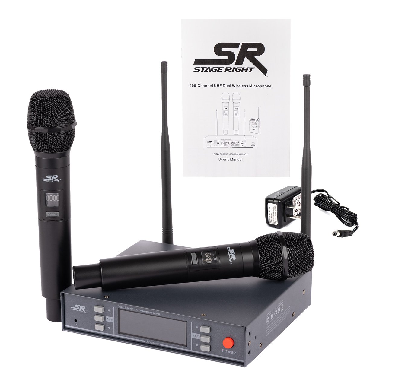 Stage Right by Monoprice 200-Channel UHF Dual Handheld Wireless Microphones  System 