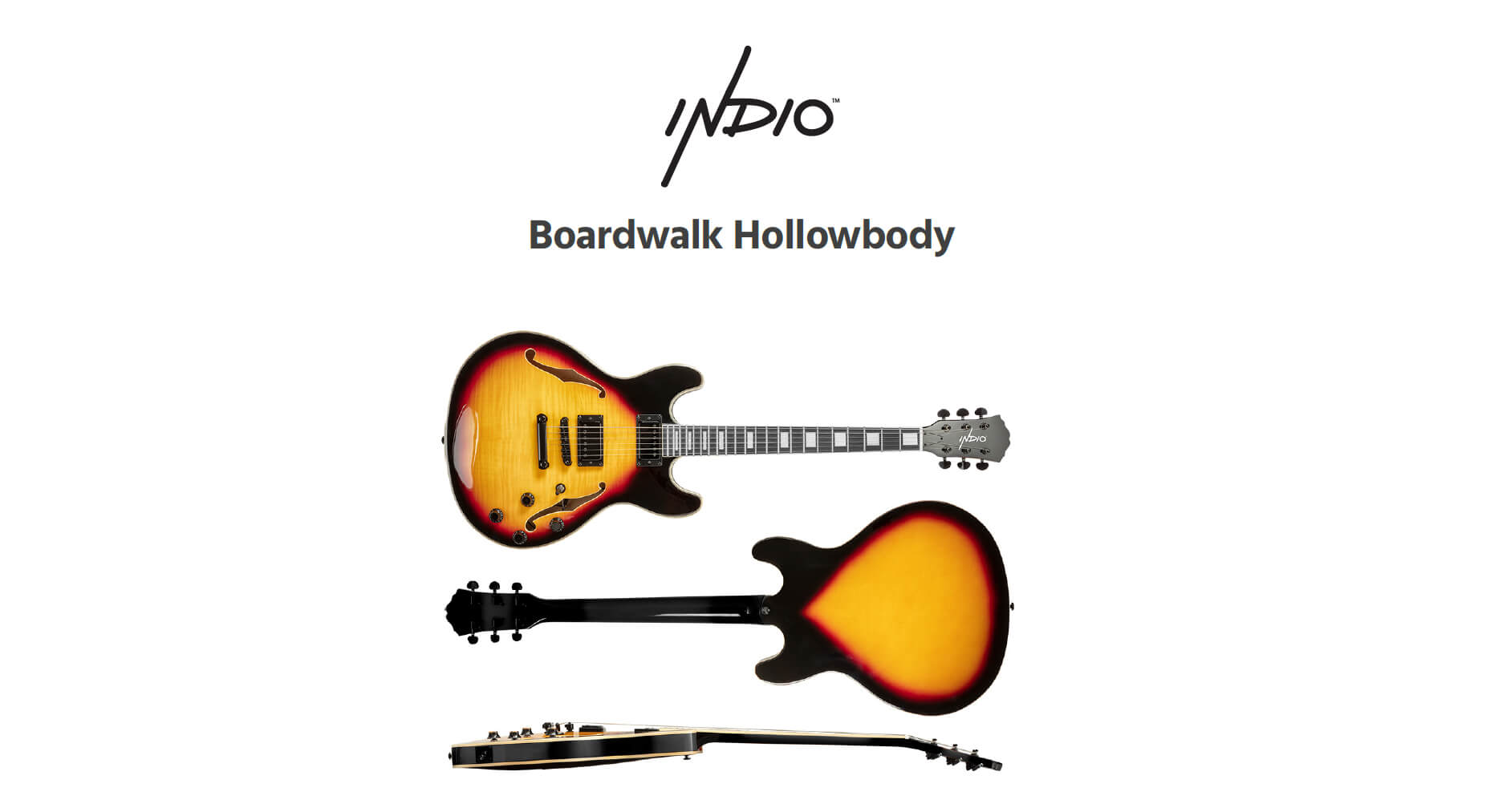 Indio by Monoprice Boardwalk Semi Hollow Body Electric Guitar with
