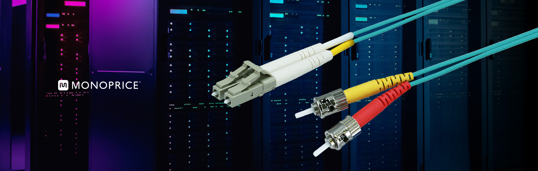 OM3 Fiber Optic Cable, LC/ST UPC, 10Gb, Duplex Multi-Mode 50/125 Type, UL, OFNR, Corning, Aqua