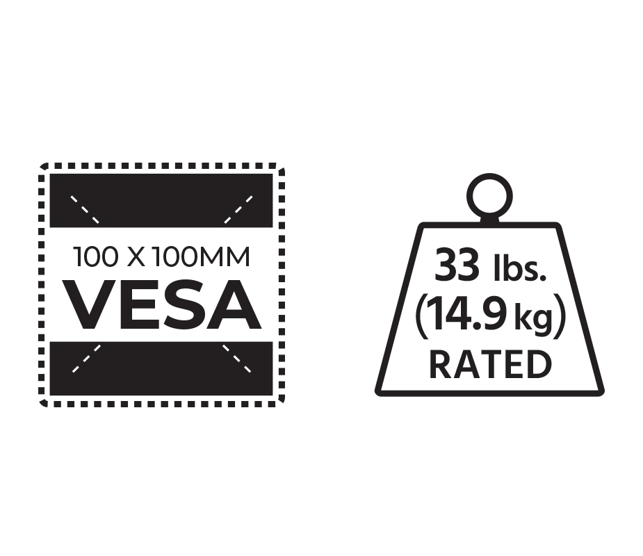 Over/Under Counter/Shelf Mount with a 100mm VESA Pan & Tilt Head