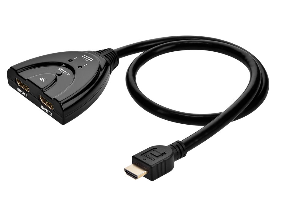 Monoprice Blackbird 4K60 2x1 Video Switch with HDMI Pigtail, HDCP