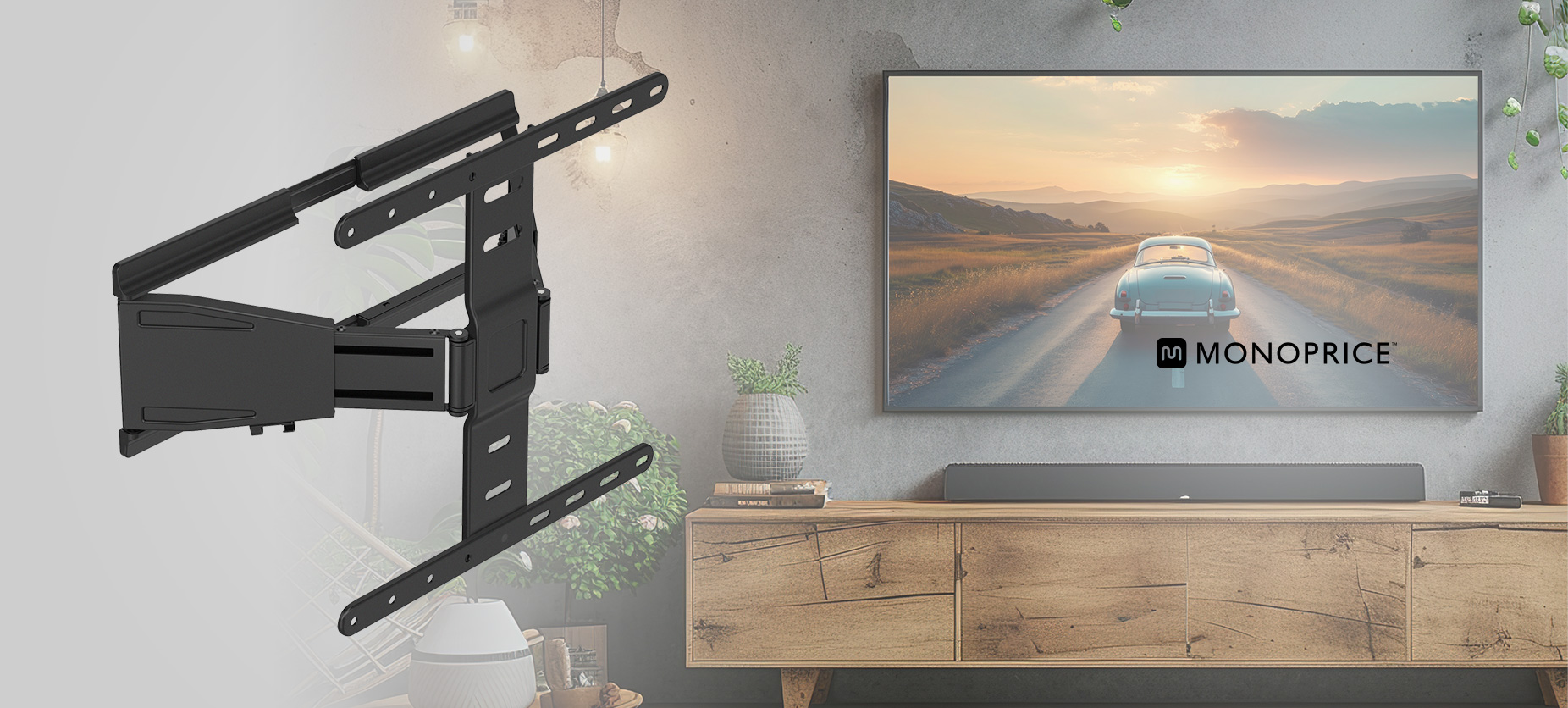 Monoprice Ultra Low-Profile Full Motion TV Wall Mount For 40"